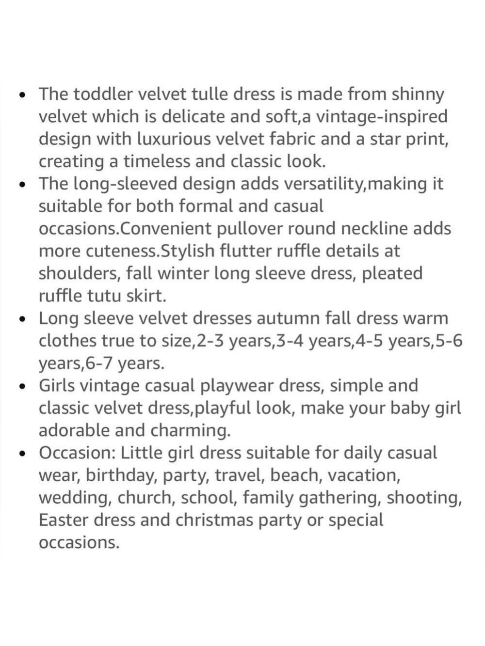 NNJXD Princess Girl Long Sleeve Red Velvet Gold Star Tulle Party Dress - Picture 12 of 15